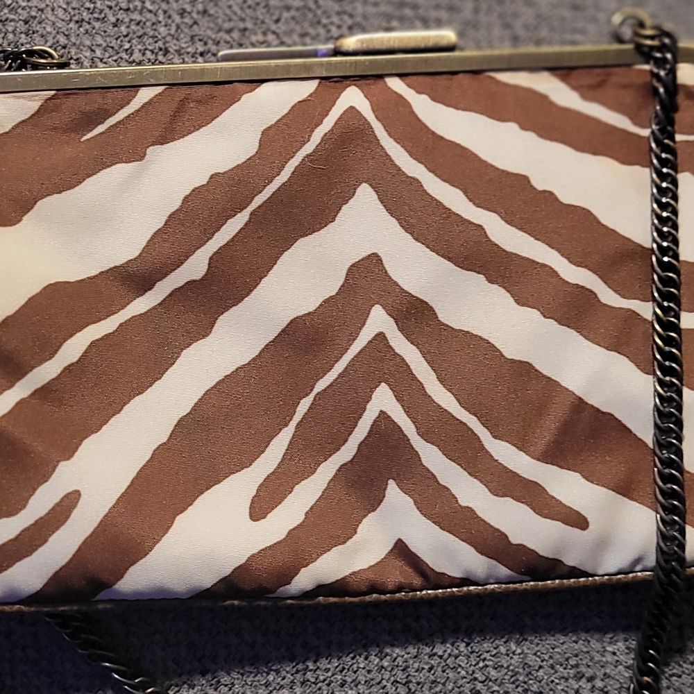 Liz Claiborne Brown and White Zebra Print Wristlet